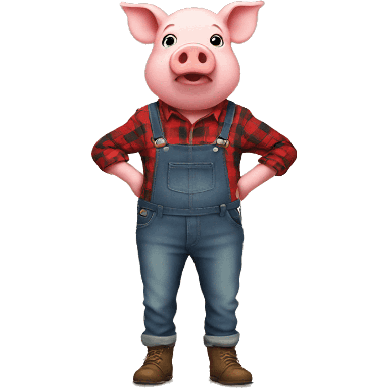 Pig standing like a human wearing a red flannel emoji