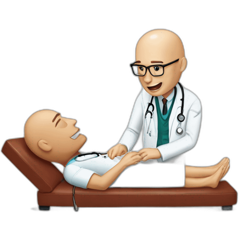 Johnny sins as a doctor healing a lying down Emily Willia emoji