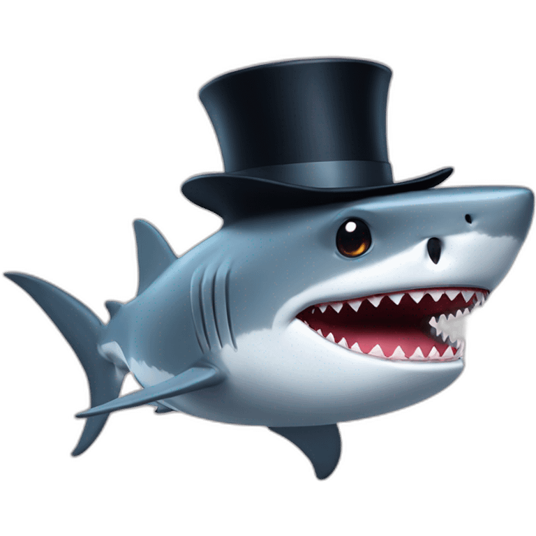 Shark with a top hat emoji