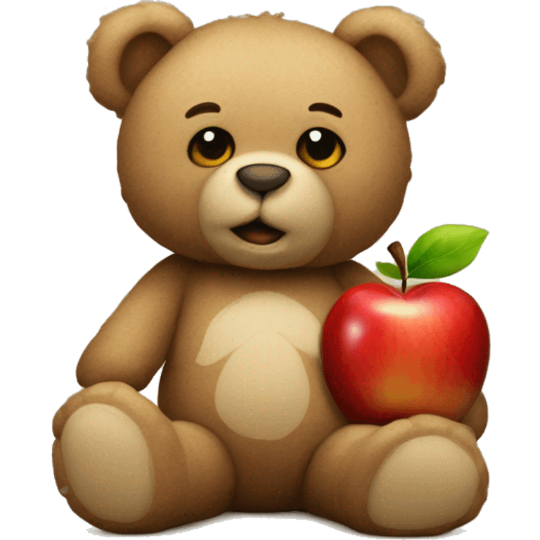 Teddy bear with apple emoji