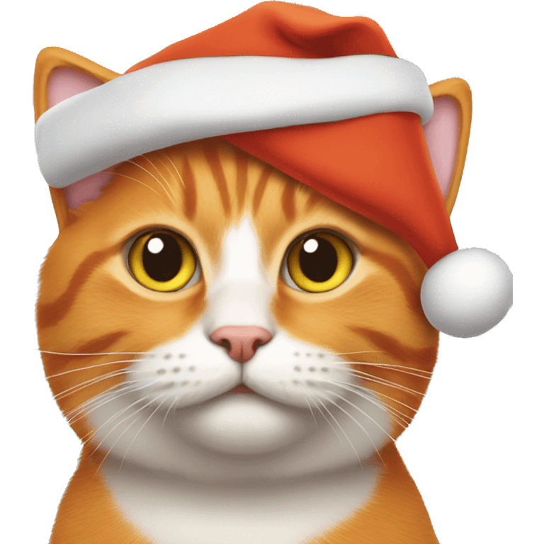 Orange cat wearing a Santa hat emoji