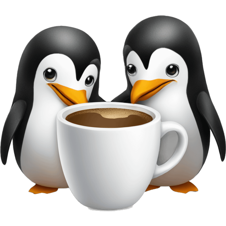 two penguins with coffee  emoji