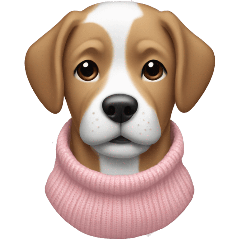 Dog in a light pink and white Christmas sweater  emoji