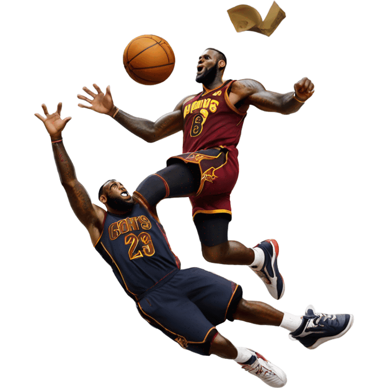 LeBron James dunking on a blond guy emoji