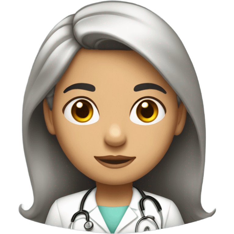 Niña morena con cabello crespo doctora emoji