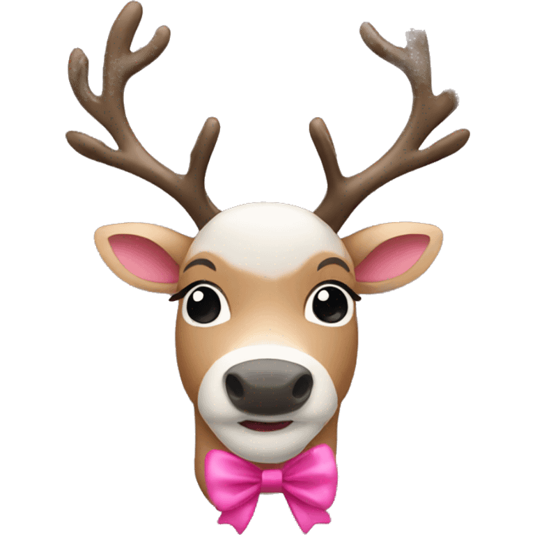 Reindeer with a pink bow emoji