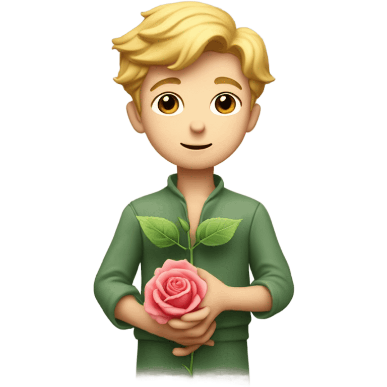 The little prince taking care of the rose emoji