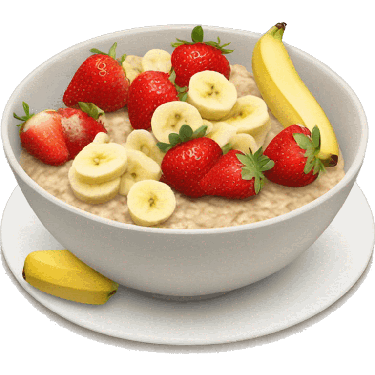 Oatmeal bowl with strawberries and bananas  emoji