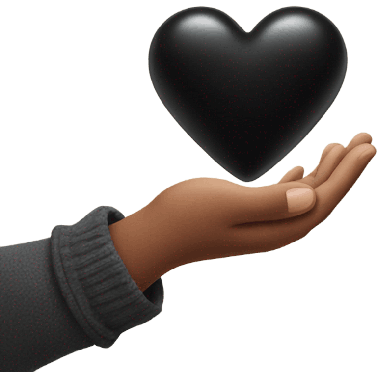 hand holding a black heart emoji