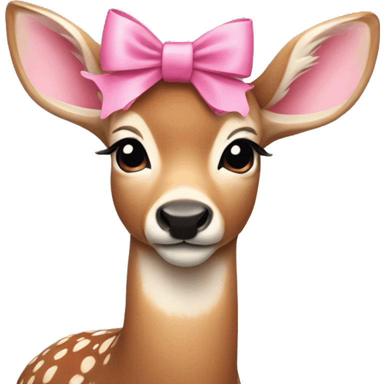 pretty deer with pink bow to the side of its head  emoji