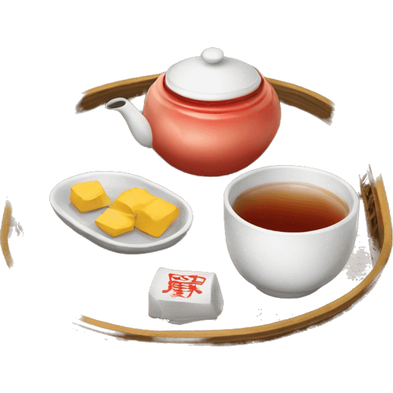 chinese tray with tea emoji