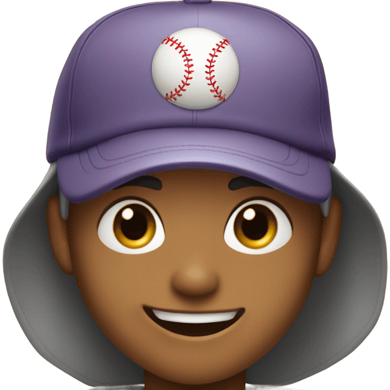 happy boy in baseball cap with two different colored eyes emoji