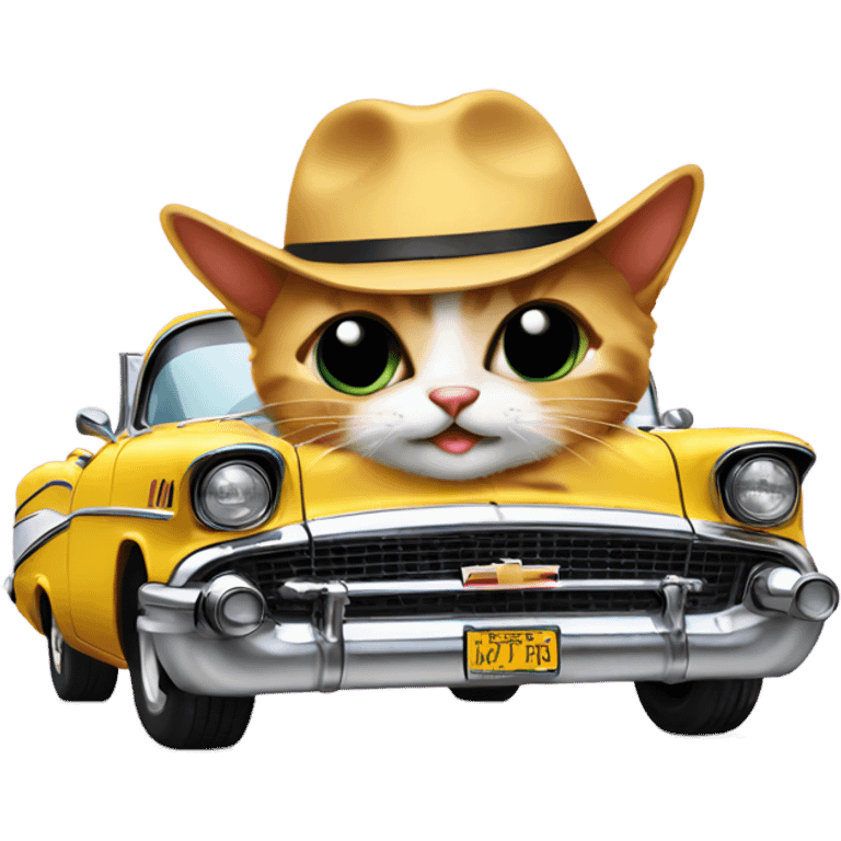 Kitten in a 57 Chevy emoji