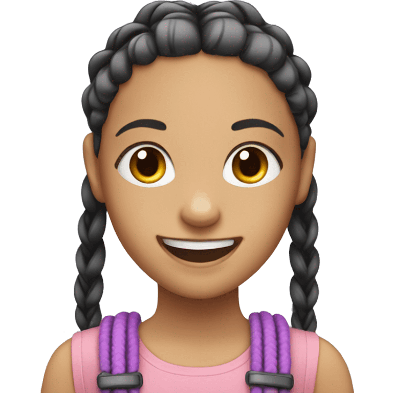 girl with french braids and braces smiling emoji