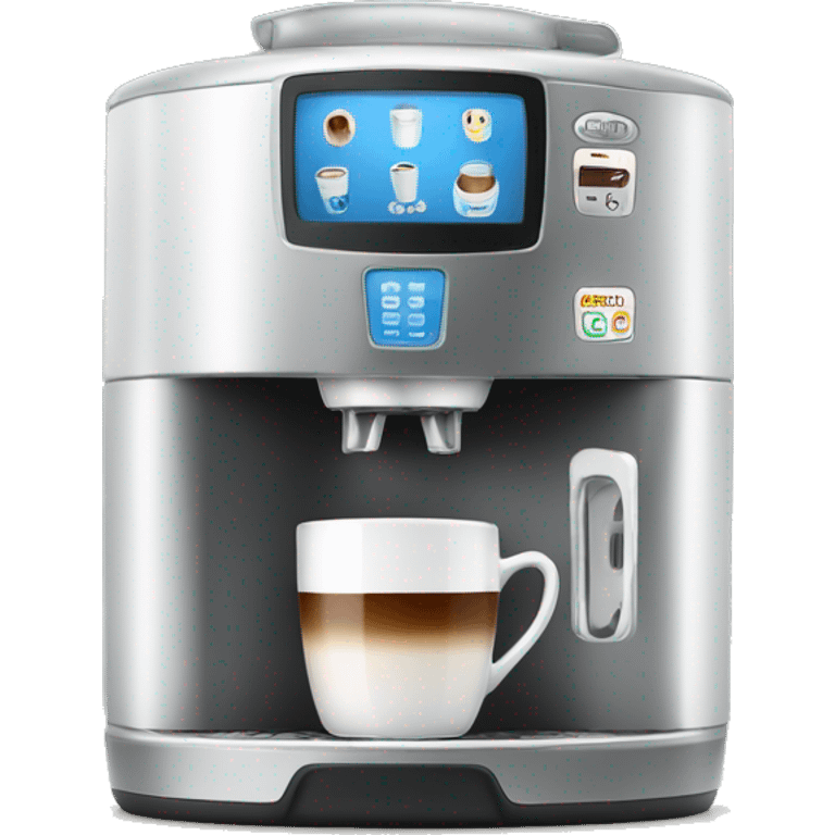 Coffee machine with a mug of coffee and milk container emoji