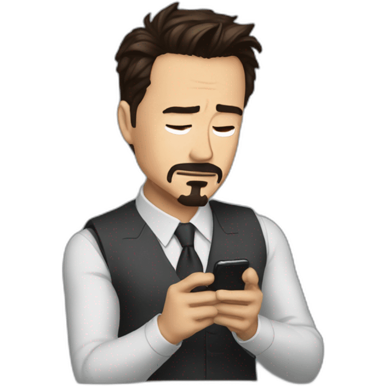 Tony stark tying on his phone emoji