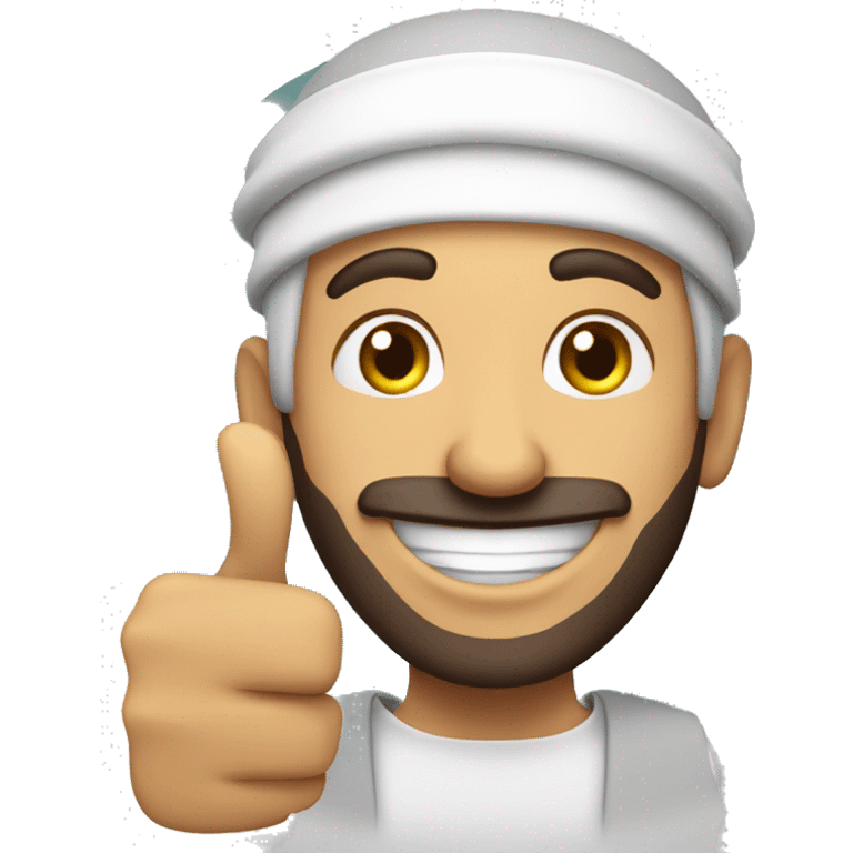 Smiling Arabic man showing thumbs up  emoji