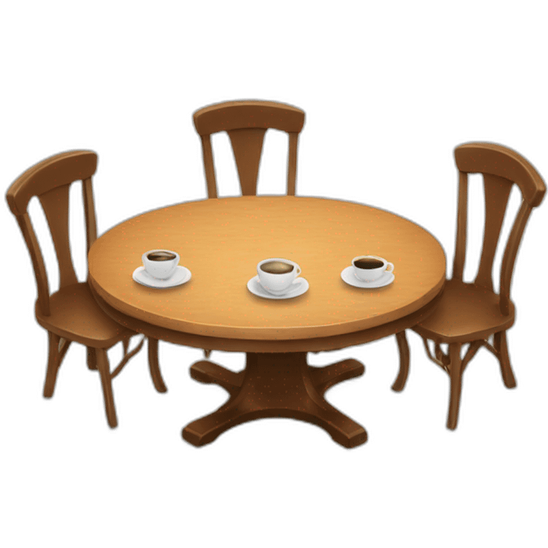 round table with 3 coffee emoji