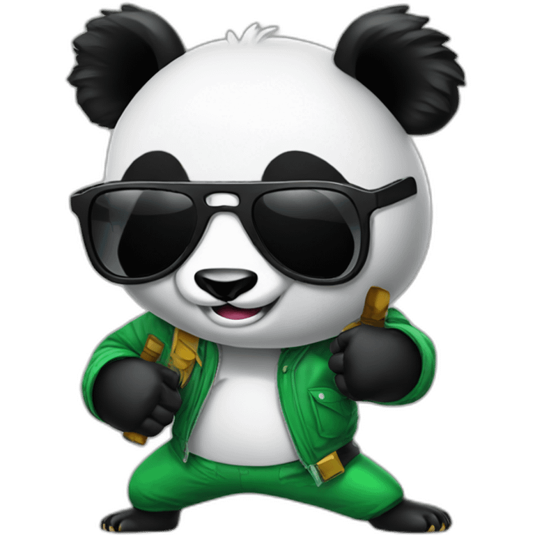 Dabbing panda with crossed guns and sunglasses emoji