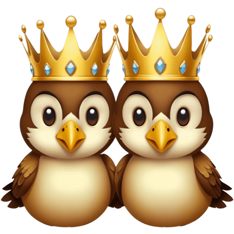 Two birds wearing a crown emoji