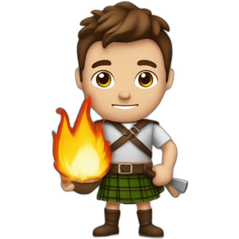 monty starting a fire wearing a kilt flexed bicep brown haired emoji