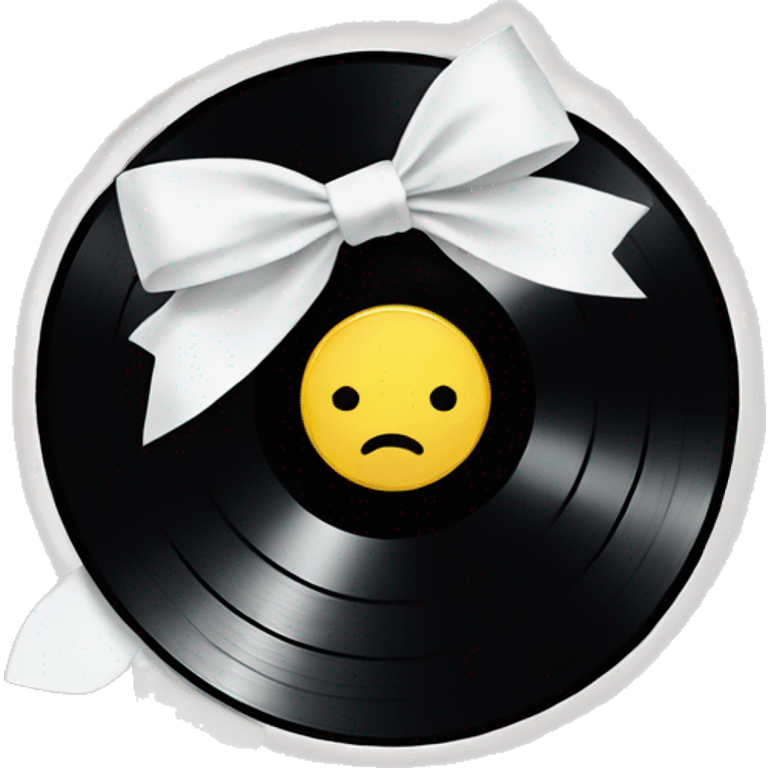 vinyl record with white bow emoji