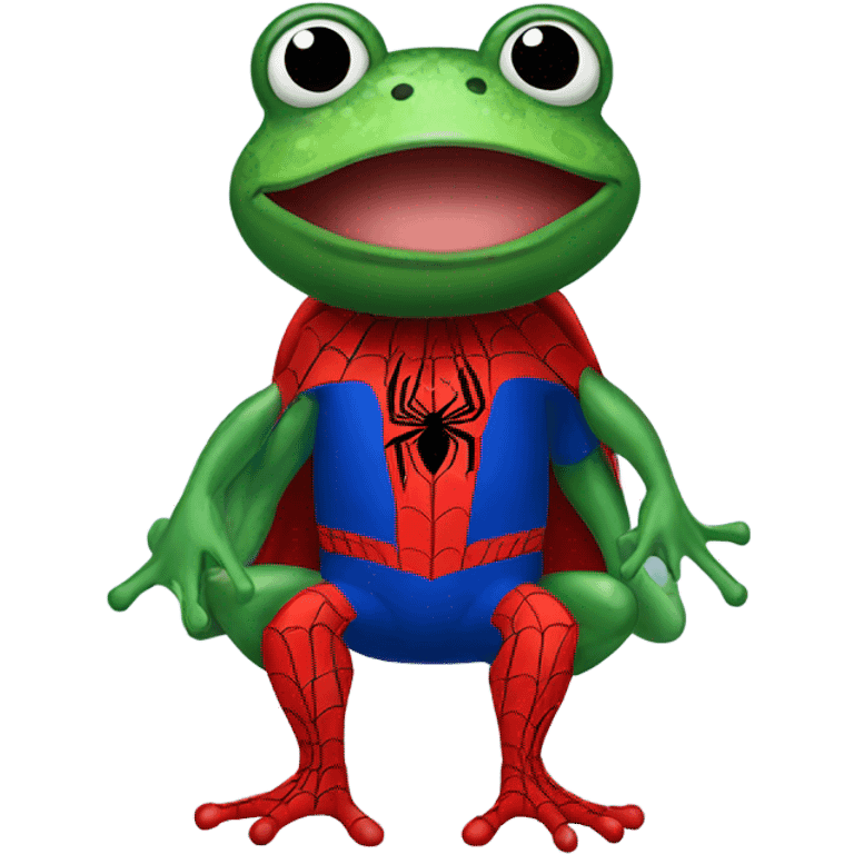 A frog in a spider-man costume emoji