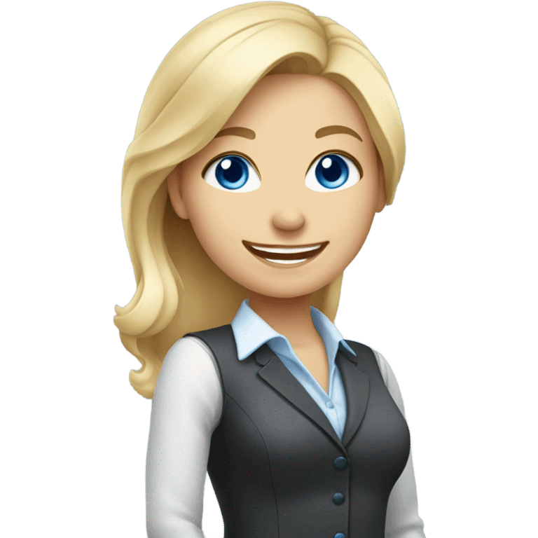 cute girl  blonde blue eyes secretary smile emoji