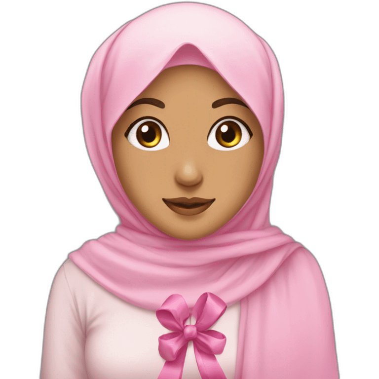 Cute hijabi whith pink ribbon emoji