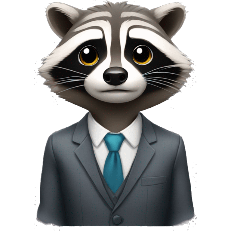 Raccoon wearing suit emoji