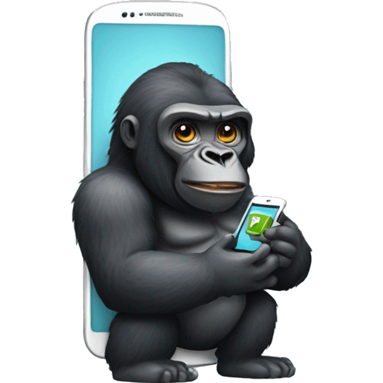 Gorilla holding an android phone emoji