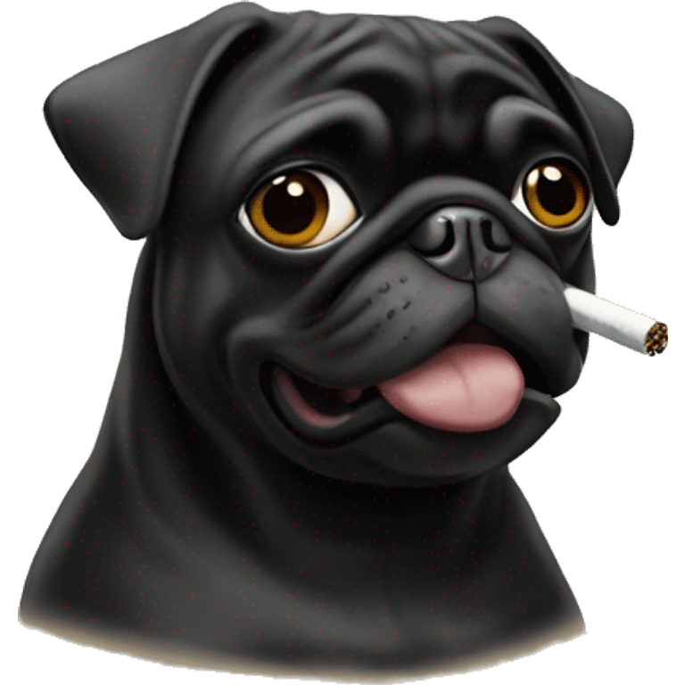 Black pug smoking a cigarette emoji