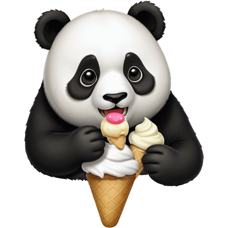 Panda eating ice cream emoji