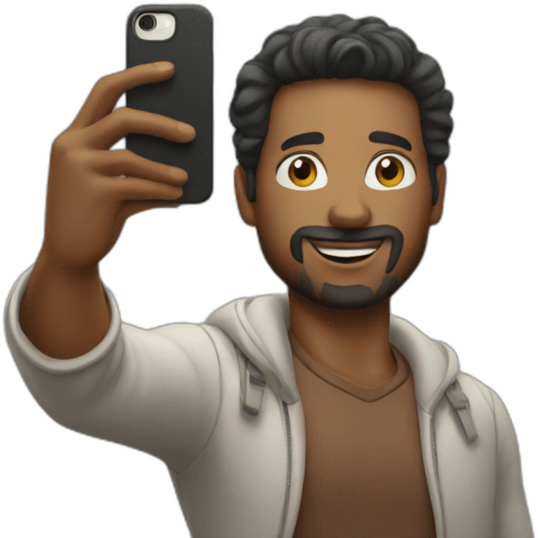 man taking selfie with iphone emoji