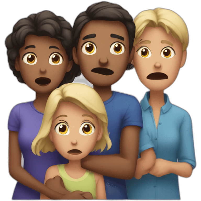 Scared family of 4 people emoji