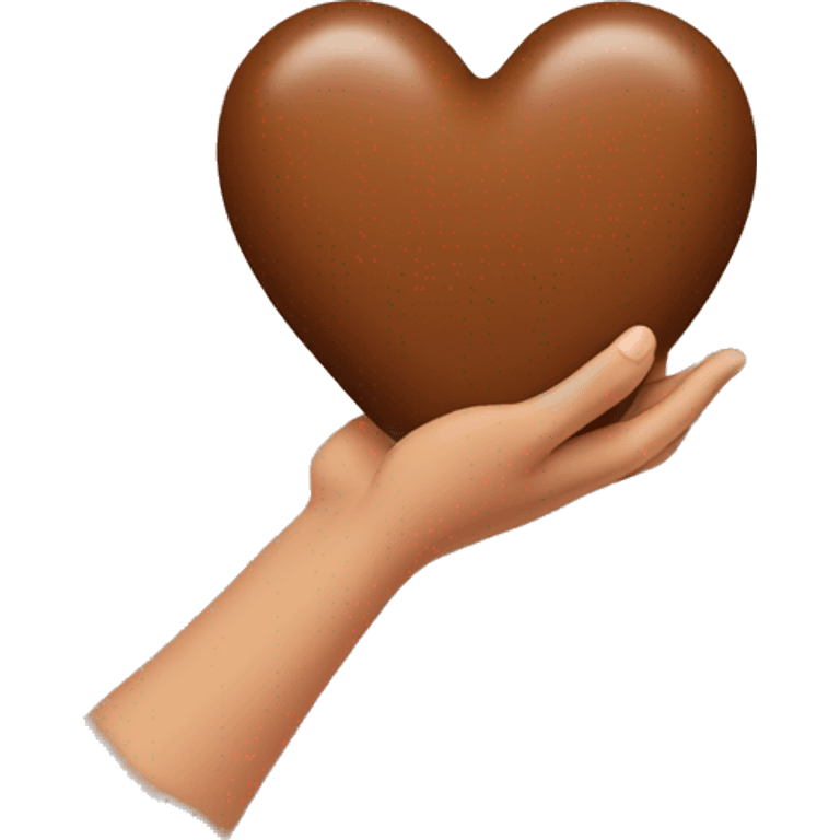 Brown heart in hand emoji