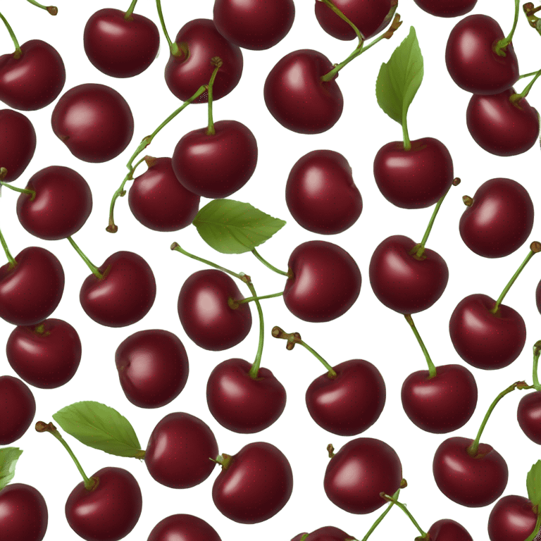 two burgundy cherries on dark green single stem emoji