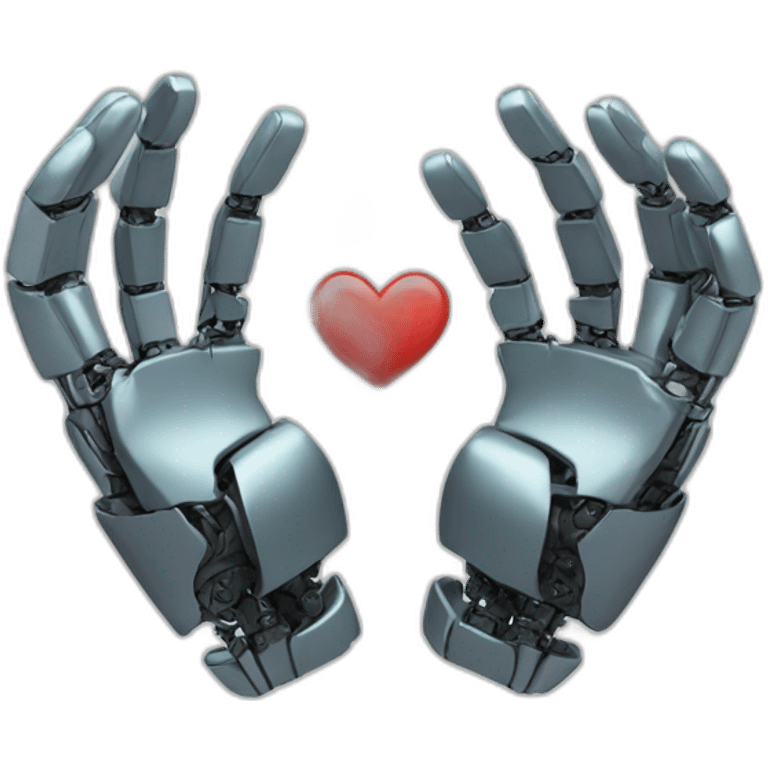 robot and human hands make a heart emoji