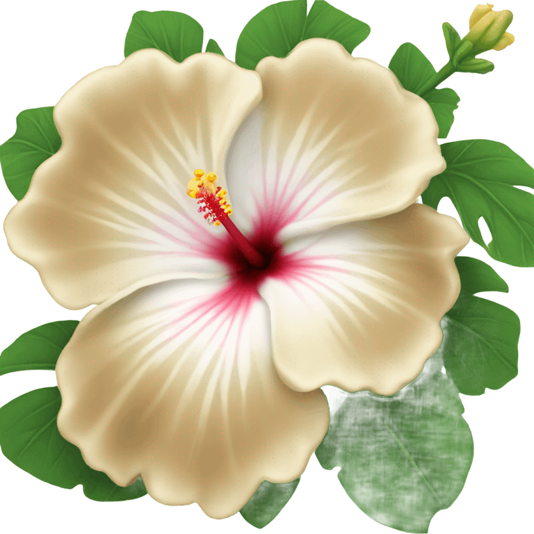 white and beige hibiscus flower  emoji