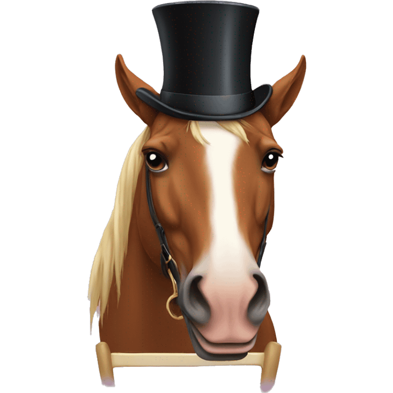 Horse with a top hat sitting on a chair  emoji