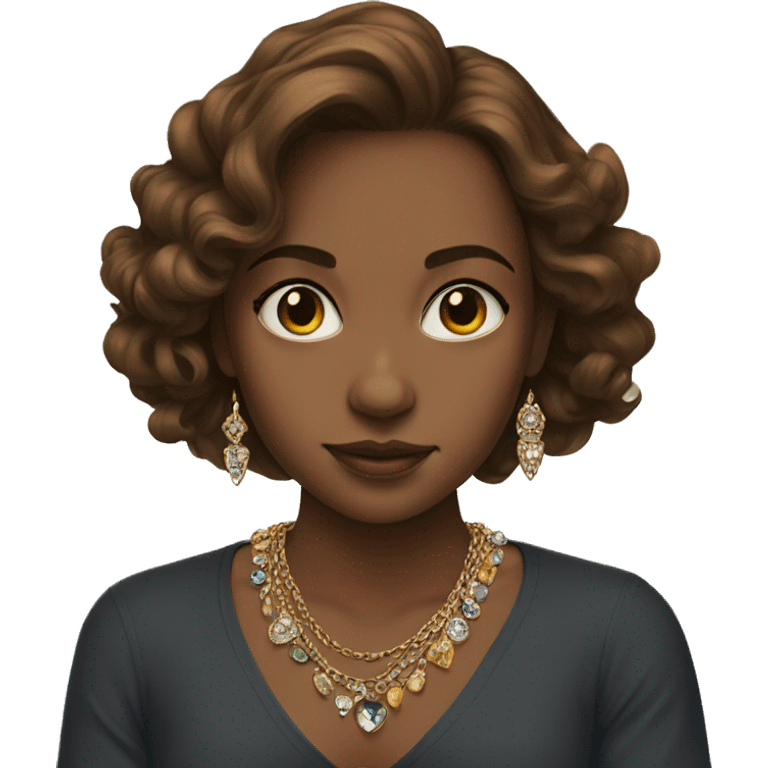 brown-haired girl portrait with jewelry emoji