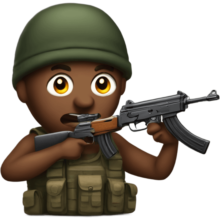 A meatball holding an ak47 emoji