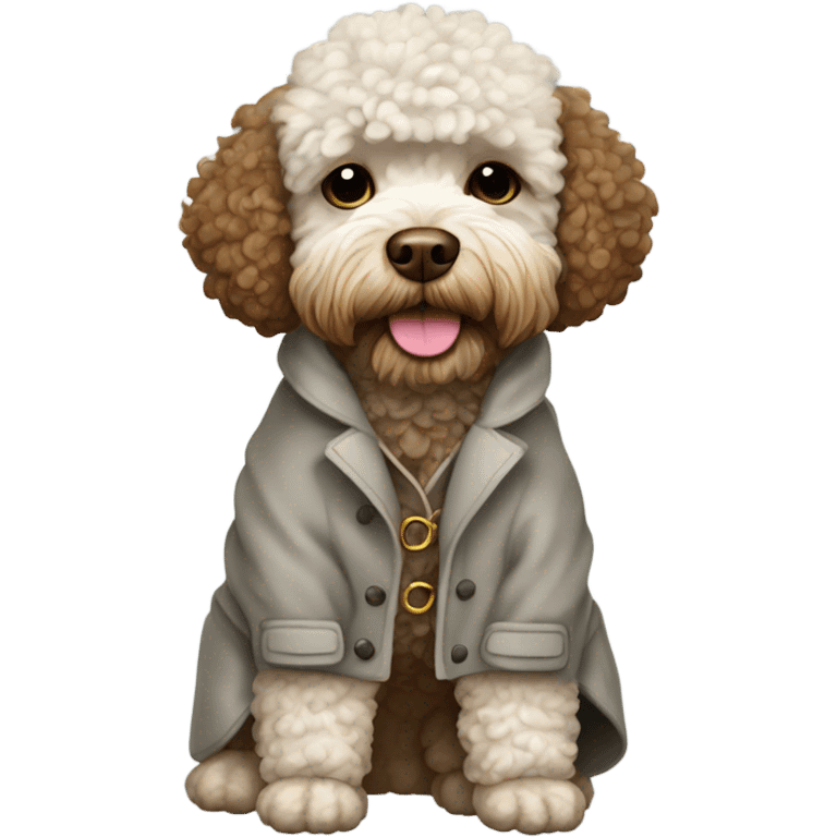 Lagotto wearing coat emoji