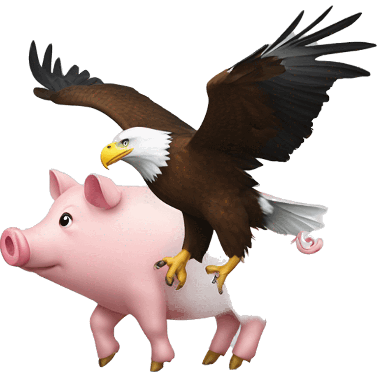 Bald eagle picking up a pig emoji