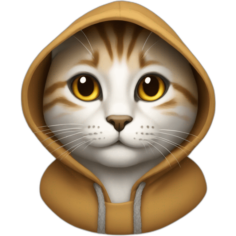 un chat avec une capuche emoji