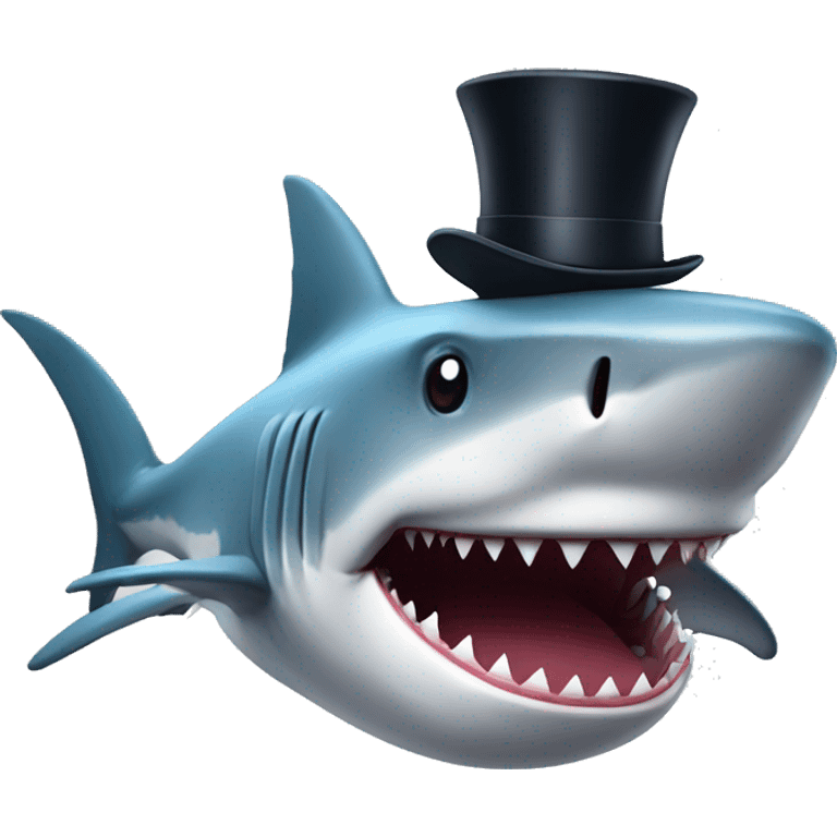 Shark with a top hat emoji