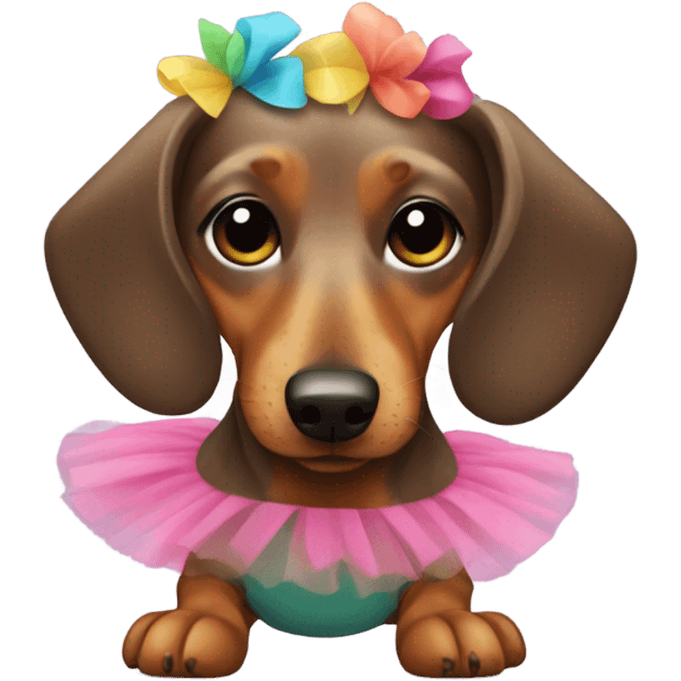 Dachshund wearing a tutu￼ emoji