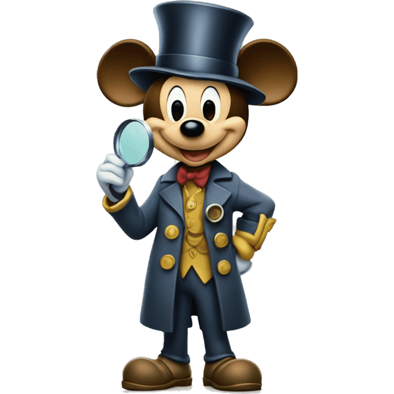 mickey mouse detective holding a magnifying glass emoji