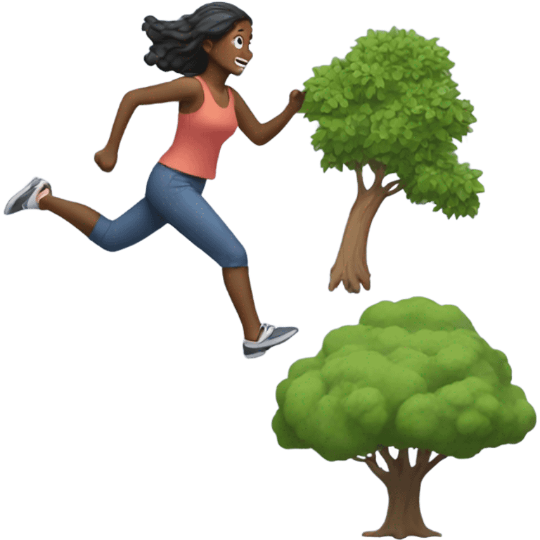 Woman running into a tree emoji