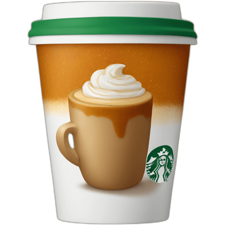 Pumpkin spice latte in a Starbucks cup emoji